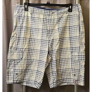 Tommy Bahama Relax Cargo Swim trunks‎ Shorts Mens 38 Blue White Geo Lightweight